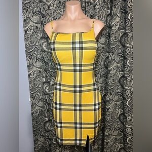 Almost Famous Yellow Plaid Mini Dress Juniors